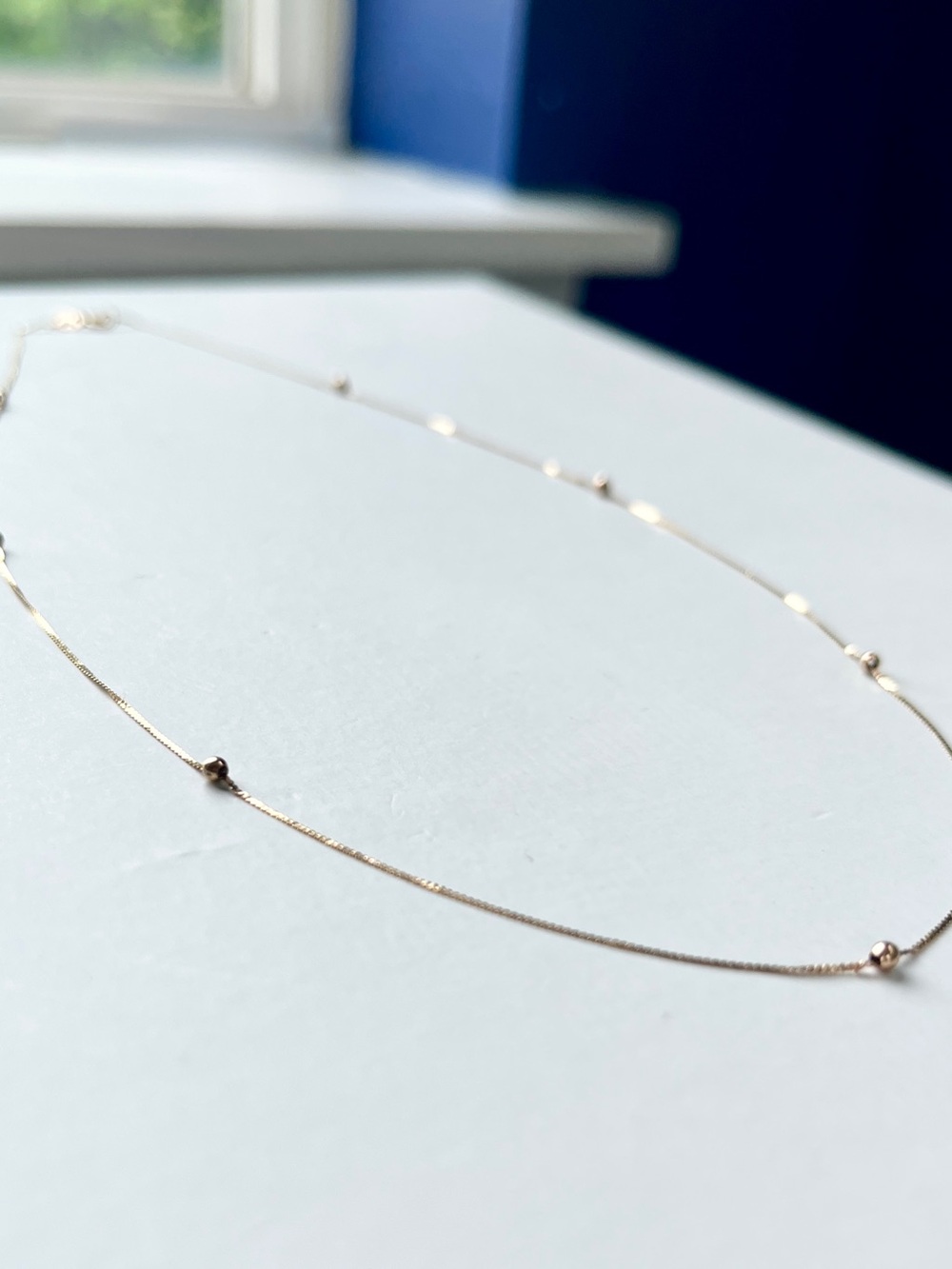 14k Italian Yellow Gold Beaded Station Necklace